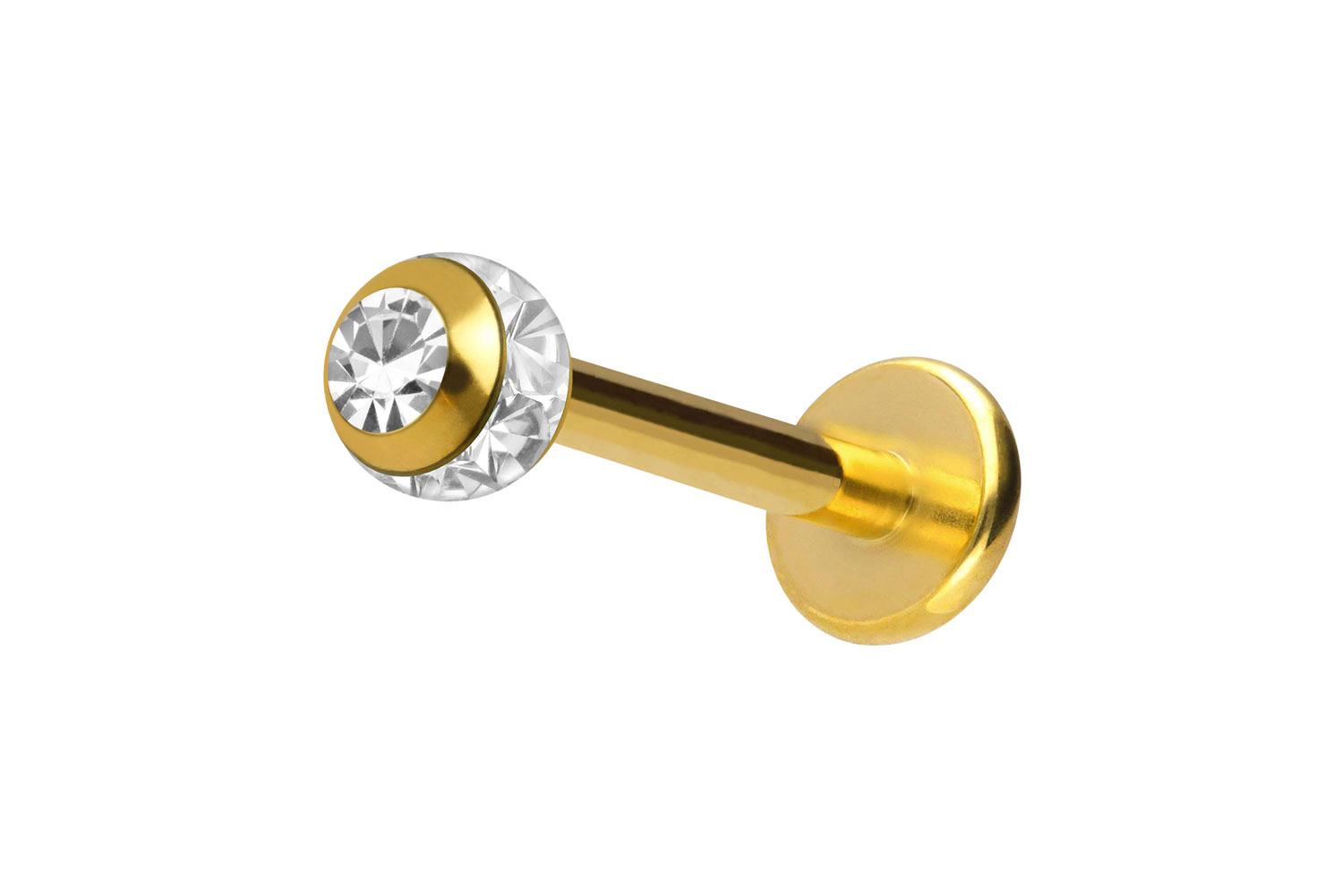 Chirurgenstahl Labret Piercing EPOXY-RING-KUGEL + KRISTALL
